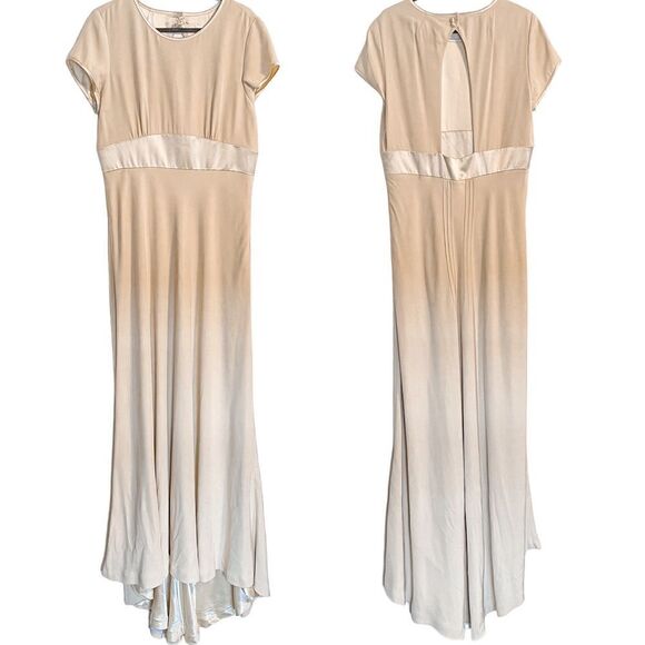 J Crew Champagne Silk Crepe Wedding Gown 12 - Picture 5 of 9